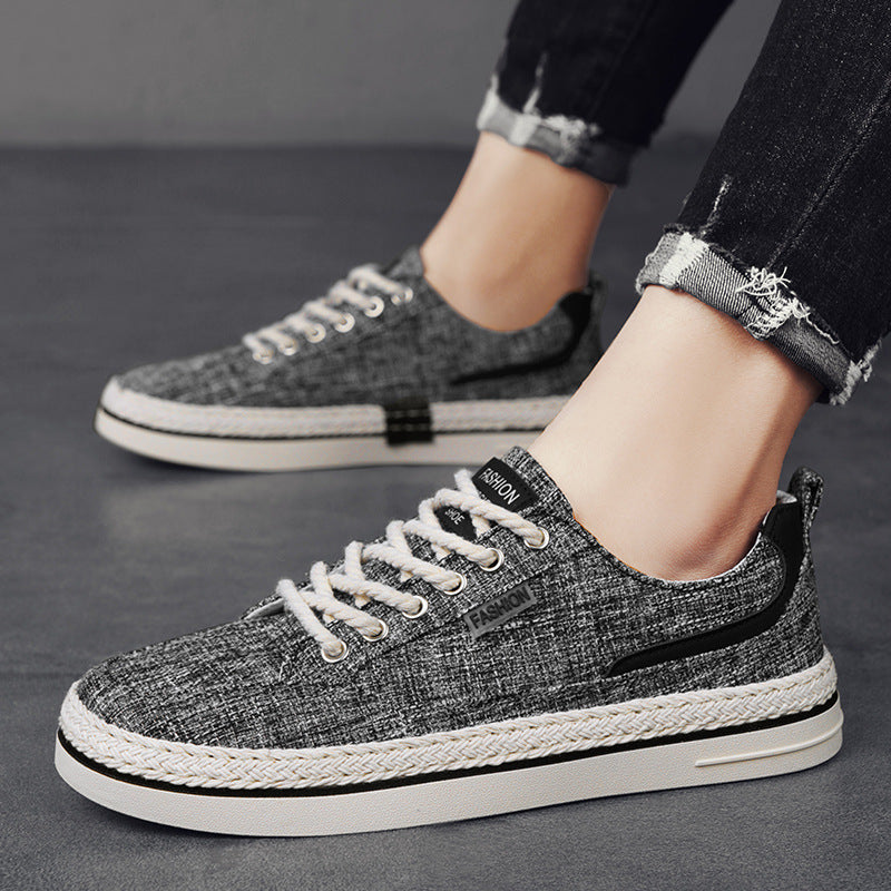 2024 Canvas Men's Shoes Spring Casual One Foot Slip Old Beijing Cloth Shoes Men's Black Sneakers Soft Sole Working Dad