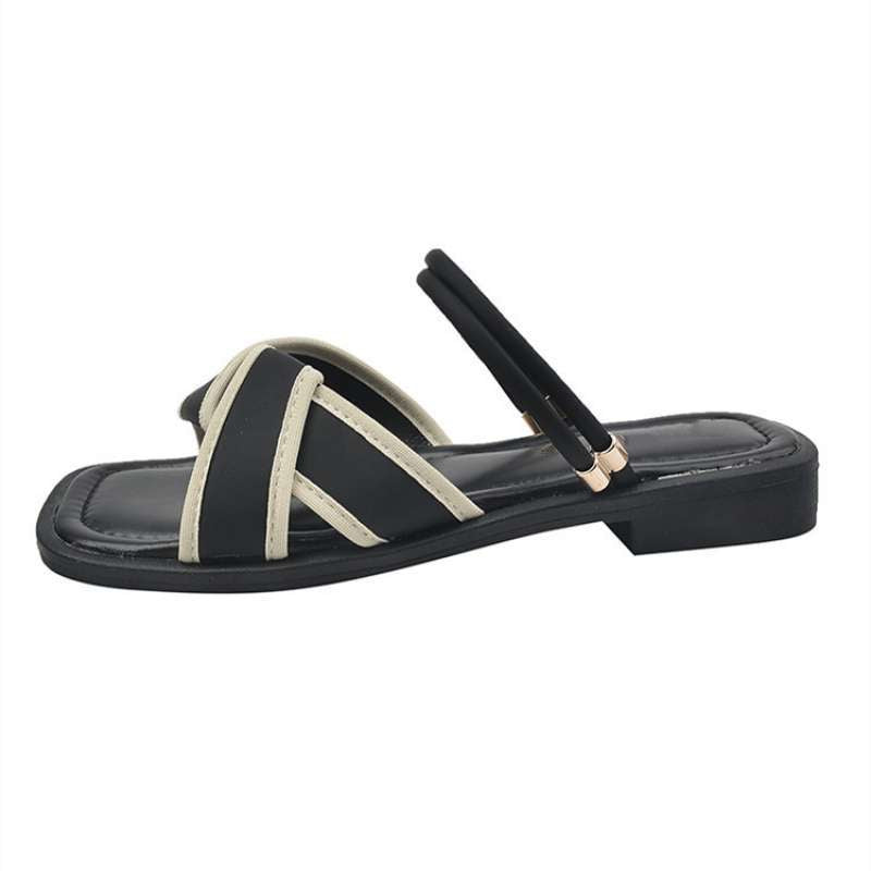 Plus size women's shoes wide feet fat feet 35-43 flat soles two-wear sandals women's outdoor wear summer versatile soft-soled beach shoes