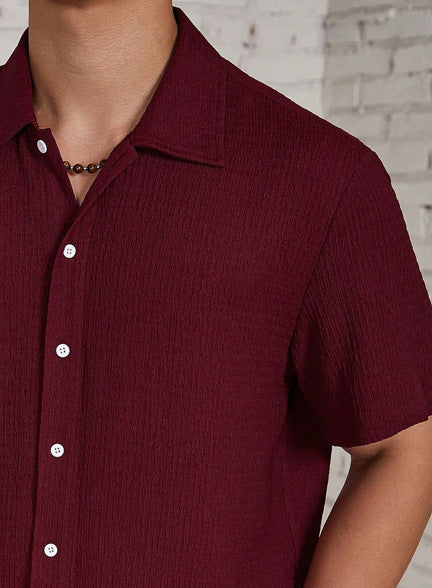 Exclusive for temu shein amazon cross-border foreign trade men's shirt 2024 summer new men's solid color short