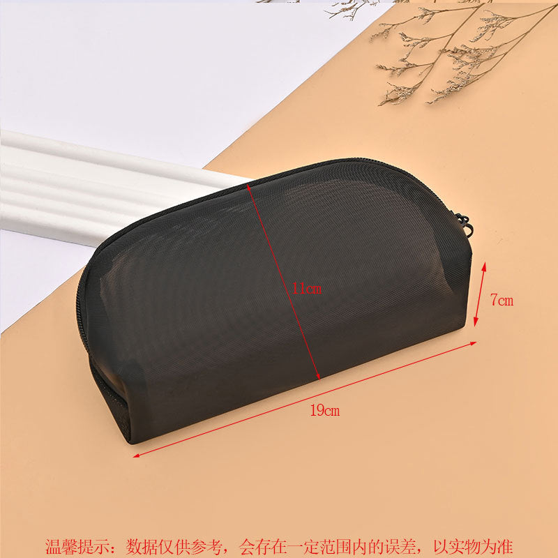 ins Japanese Korean girl heart flocking love mesh cosmetic bag transparent travel storage bag portable lipstick bag wholesale