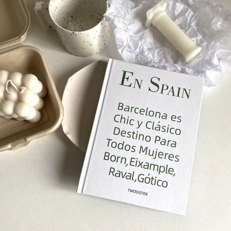 ins English cover notebook, literary magazine, diary, notepad, office photo props, hard Han family