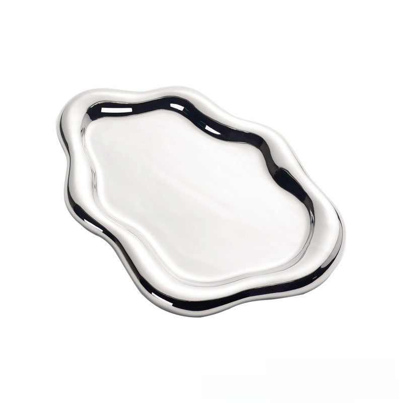 Byron ins galvanized silver tray photo props jewelry storage tray display plate light luxury ceramic jewelry ornaments