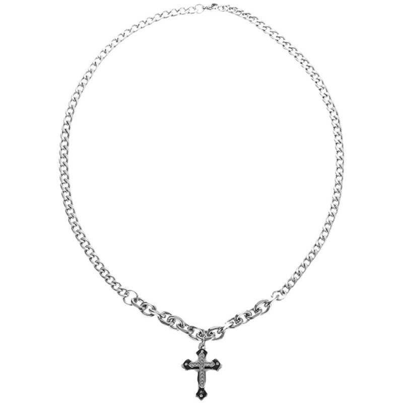 Men's equatorial cross necklace, men's trendy hip-hop, high-end fashion brand, versatile charms, men's niche design accessories