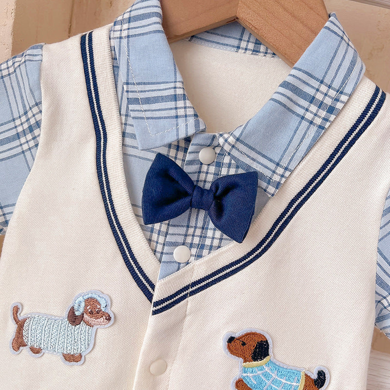 Baby clothes, summer men's treasure leave, two summer clothes, short-sleeved college style onesies, summer climbing clothes, Ha clothes, out-of-home clothes