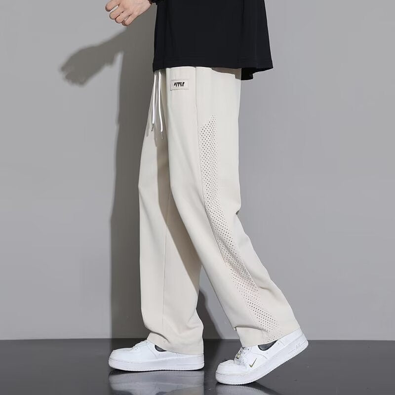 Ice silk quick-drying casual pants men's summer 2024 new straight leg pants khaki thin breathable sports pants