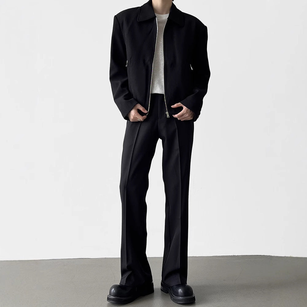 Black Cleanfit Straight Anti-Wrinkle Trousers Men's Spring and Autumn Thin Casual Loose Pants Versatile Drapy Trousers