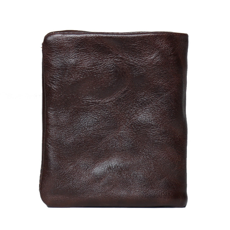 New cross-border top-layer cowhide bifold men's leather wallet simple vegetable-tanned top-layer cowhide light luxury money wallet