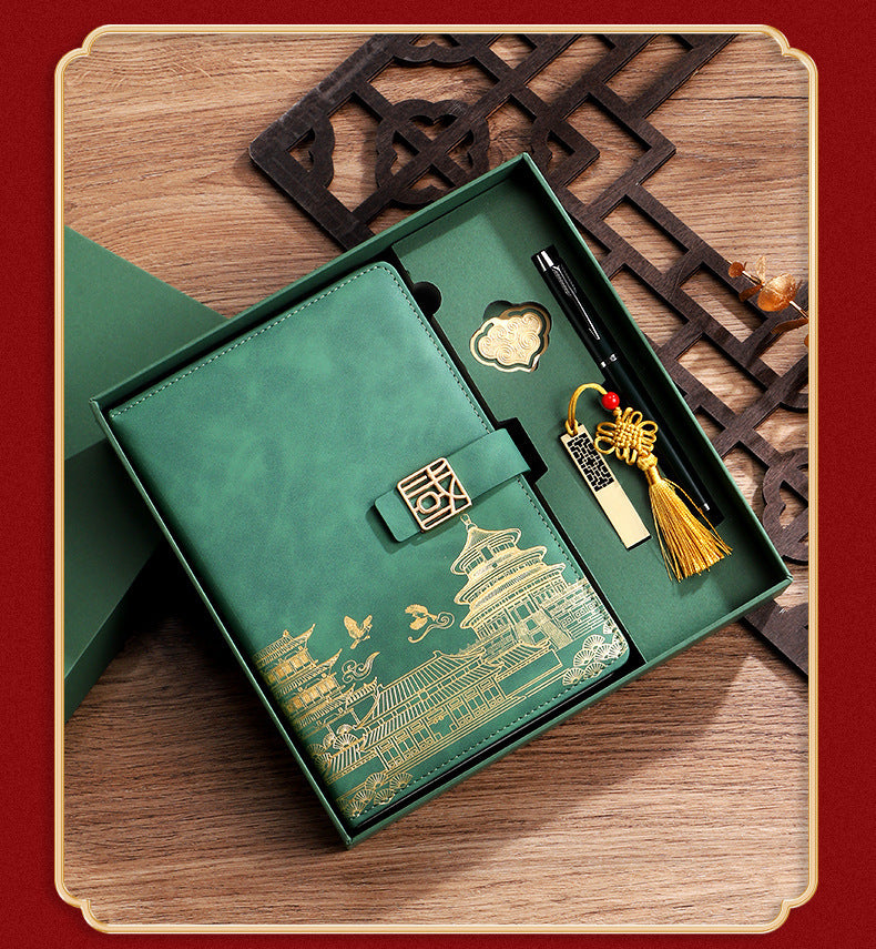 Guochao business notebook gift box set custom retro Chinese style A5 notebook meeting notebook can print logo