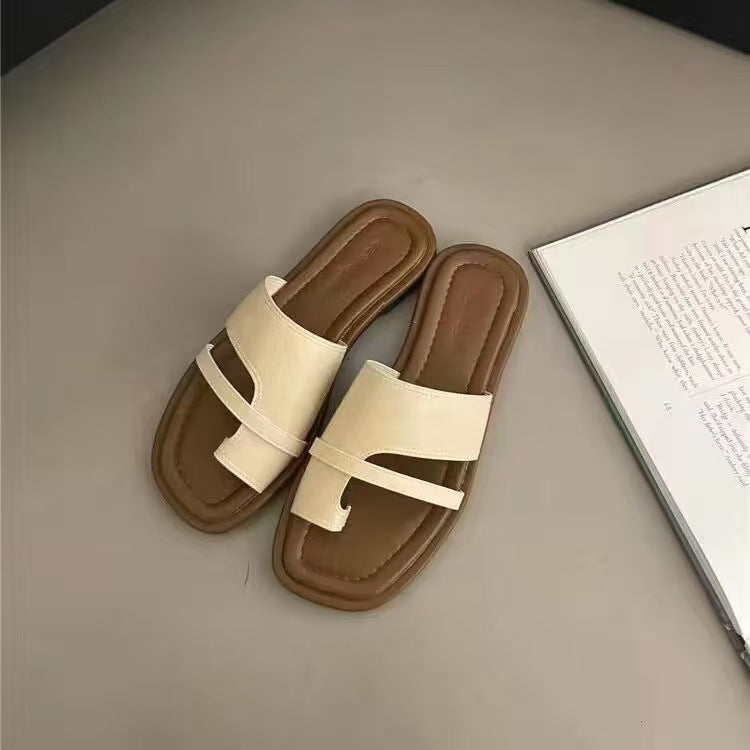 2024 Summer New Slippers Women's Korean Version Retro Simple Slippers Slippers Roman Sandals