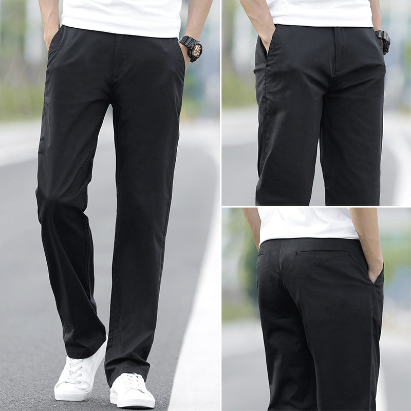 Cotton slacks men's 2025 new straight leg loose pants summer versatile business men's plus size trousers thin