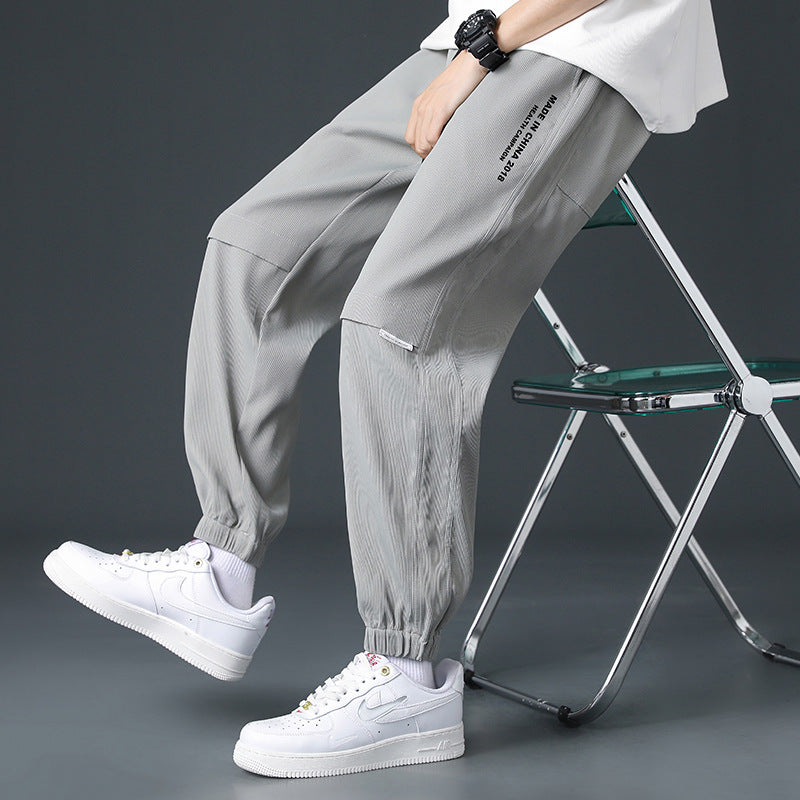 Teen summer pants 12 year old boy junior high school student 13 ice silk slacks 15 big kids pants