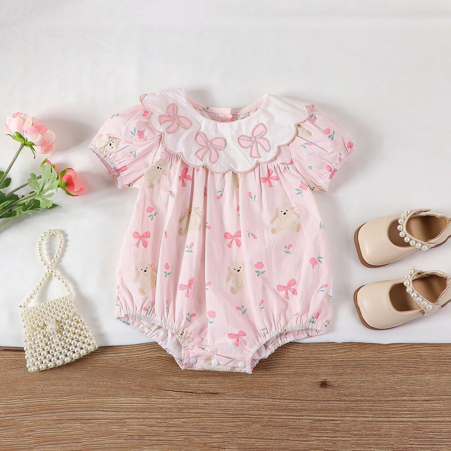 Baby girl baby summer dress one-piece full moon hundred days princess hayi summer thin short sleeve bag fart clothes in stock