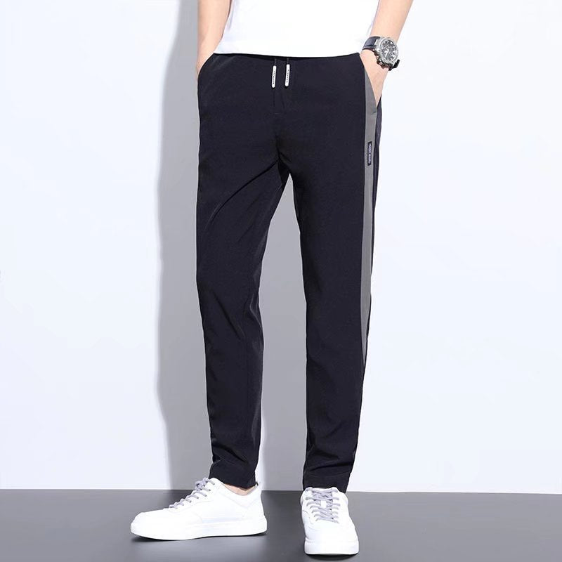 Men's casual trousers, oversized straight-leg pants, and Korean slim pants for summer new thin ice silk work