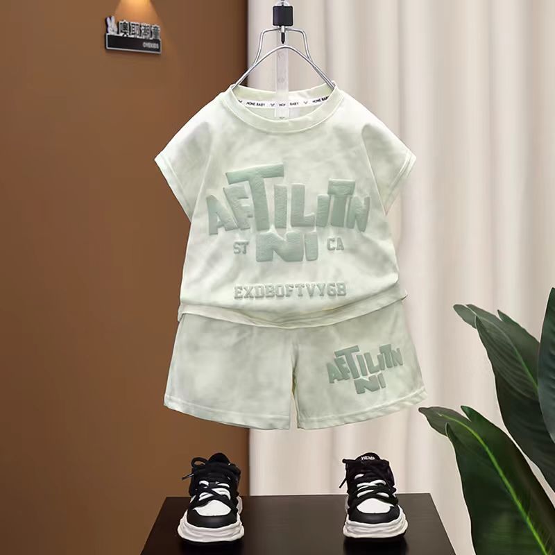 Boys' summer suit 2025 new foreign style summer thin clothes summer baby sleeveless vest two-piece set trend