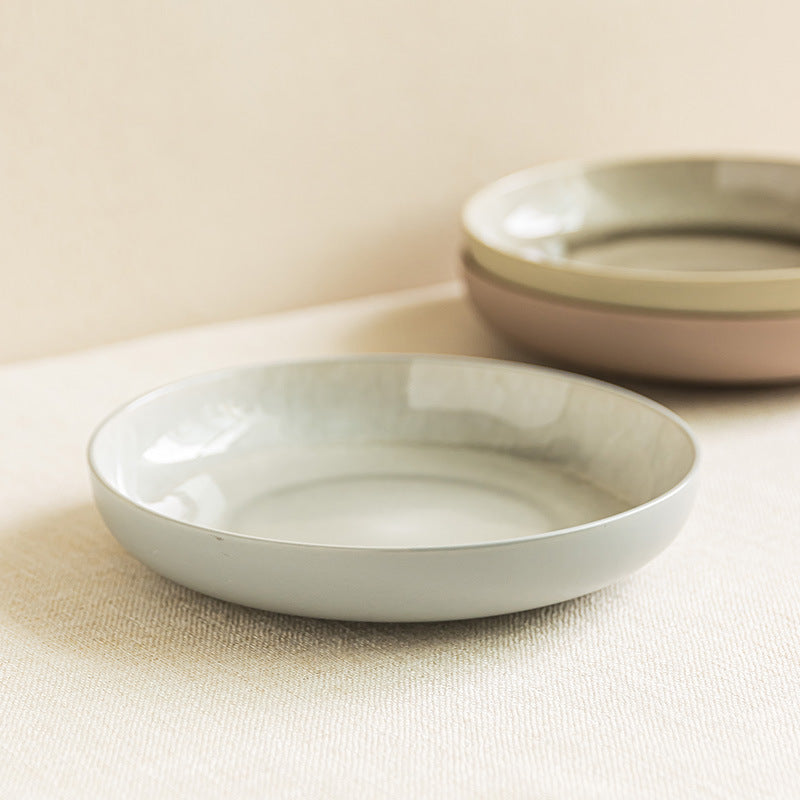kiln shallow bowl japanese ceramic large bowl minimalist style tableware wholesale bowl household bowl round bowl large dish plate salad bowl