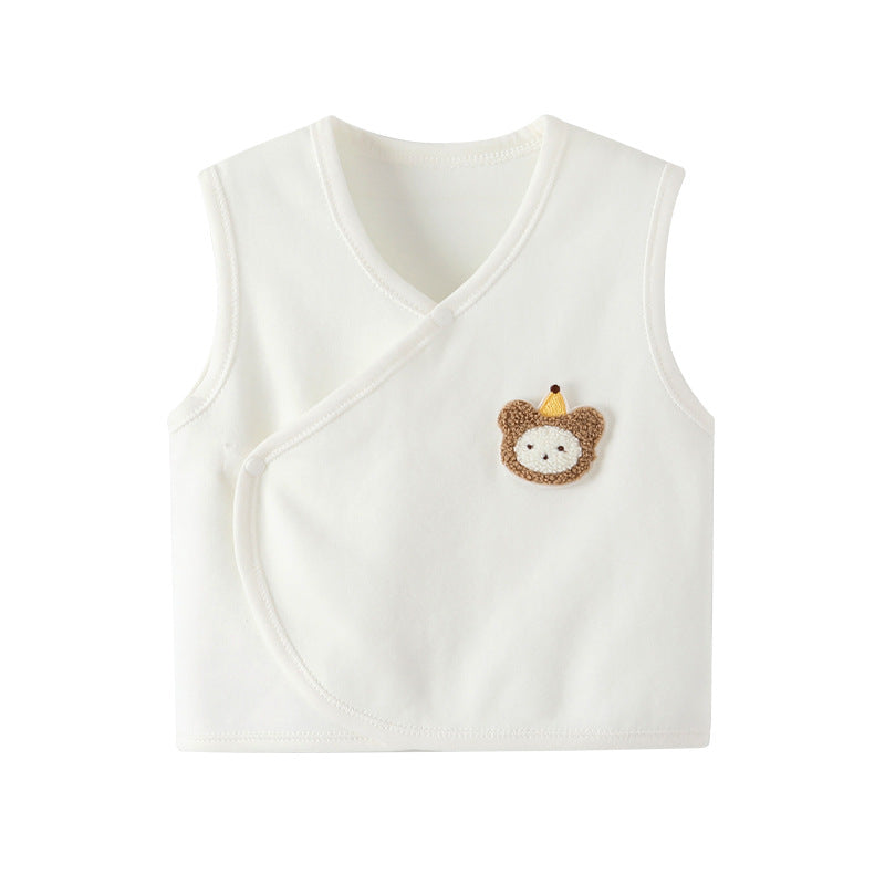 Baby vest spring and autumn fluffy cotton baby sleeveless clothes infant shoulder autumn and winter newborn pony clip