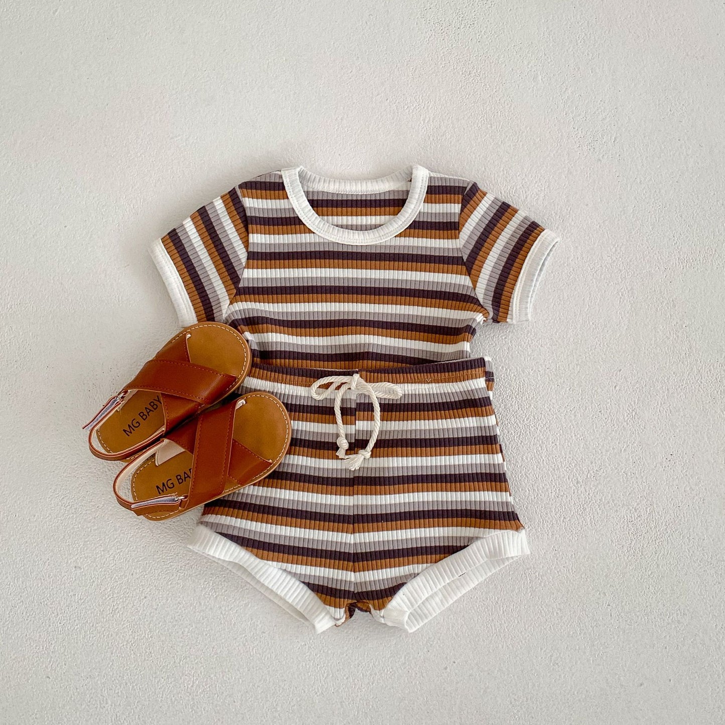 Baby boy suit, summer new baby simple casual round neck T-shirt, large PP pants two-piece set, Korean version of the versatile trend