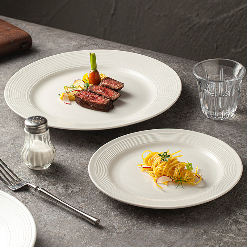 Steak plate high-end plate home dish plate 2025 new western plate ceramic tableware flat plate breakfast plate