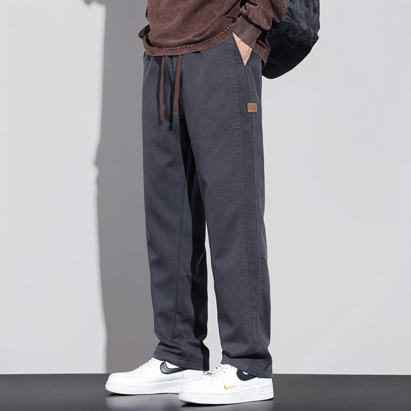 Spring Autumn 2024 New Loose Casual Pants Men's Thickened Straight Leg Cargo Pants Men's Versatile Wide-Leg Long Pants