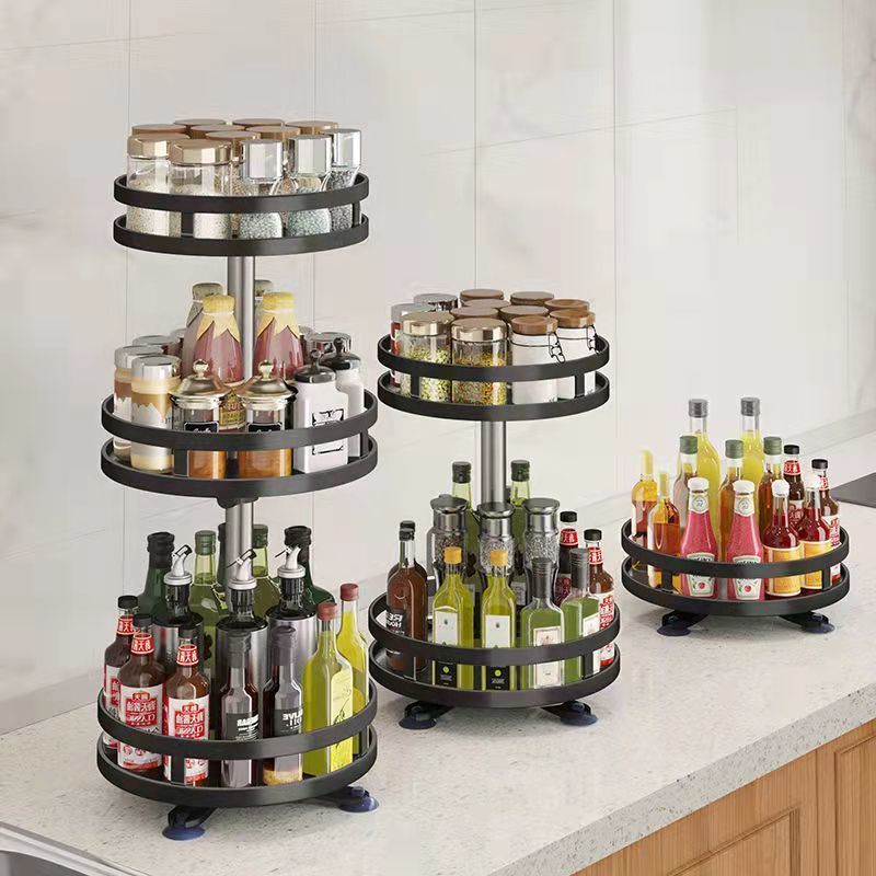360-degree rotating kitchen seasoning rack household countertop multi-functional seasoning storage supplies shelf dedicated