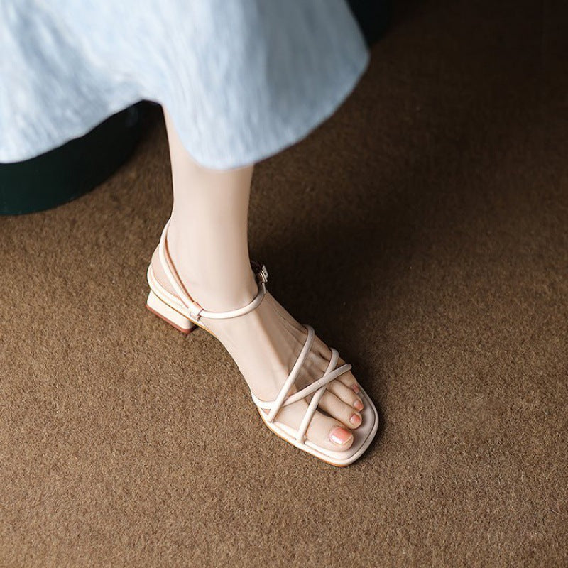 French Lady Fairy Style Roman Shoes Low Heel Temperament Summer 2024 New Fashion Sandals Versatile, Comfortable and Lightweight