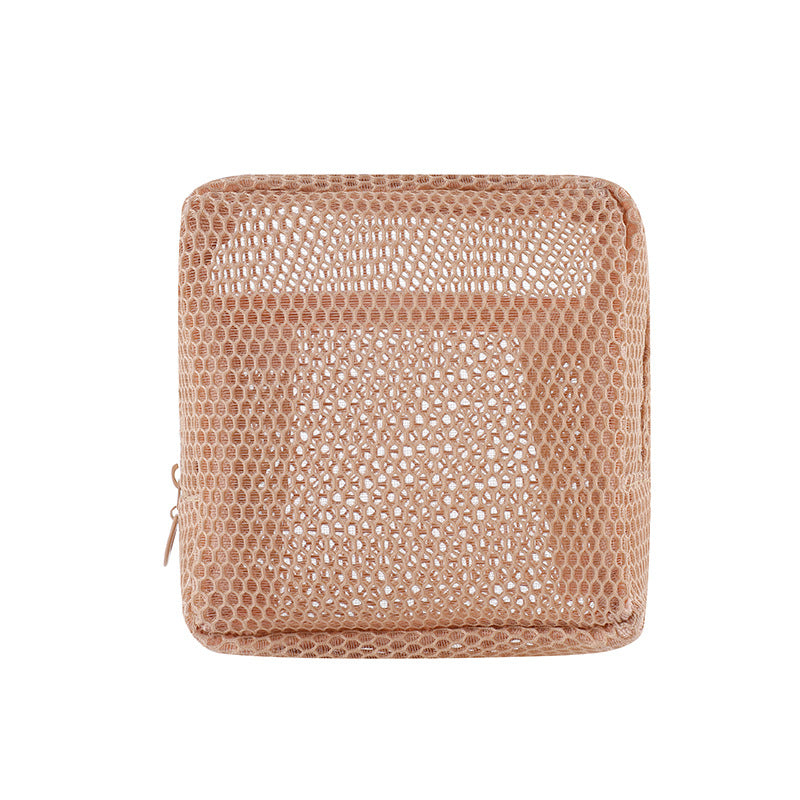 Dopamine color tofu bag Portable mesh cosmetic bag Lipstick small square bag storage bag mesh tampon bag