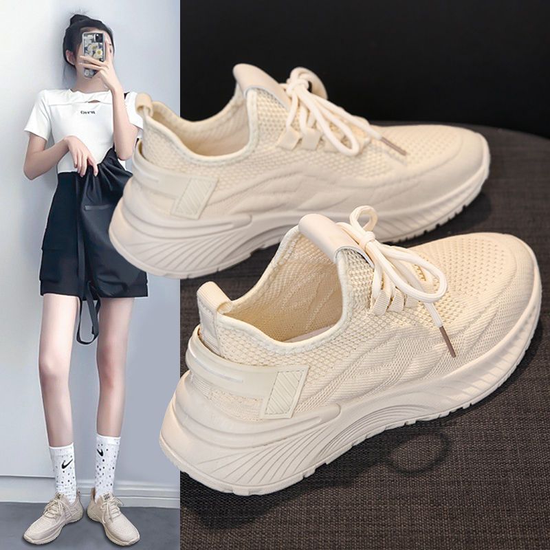 Coconut sneakers women's 2024 new summer fly woven mesh breathable mesh shoes casual soft soled gym running shoes