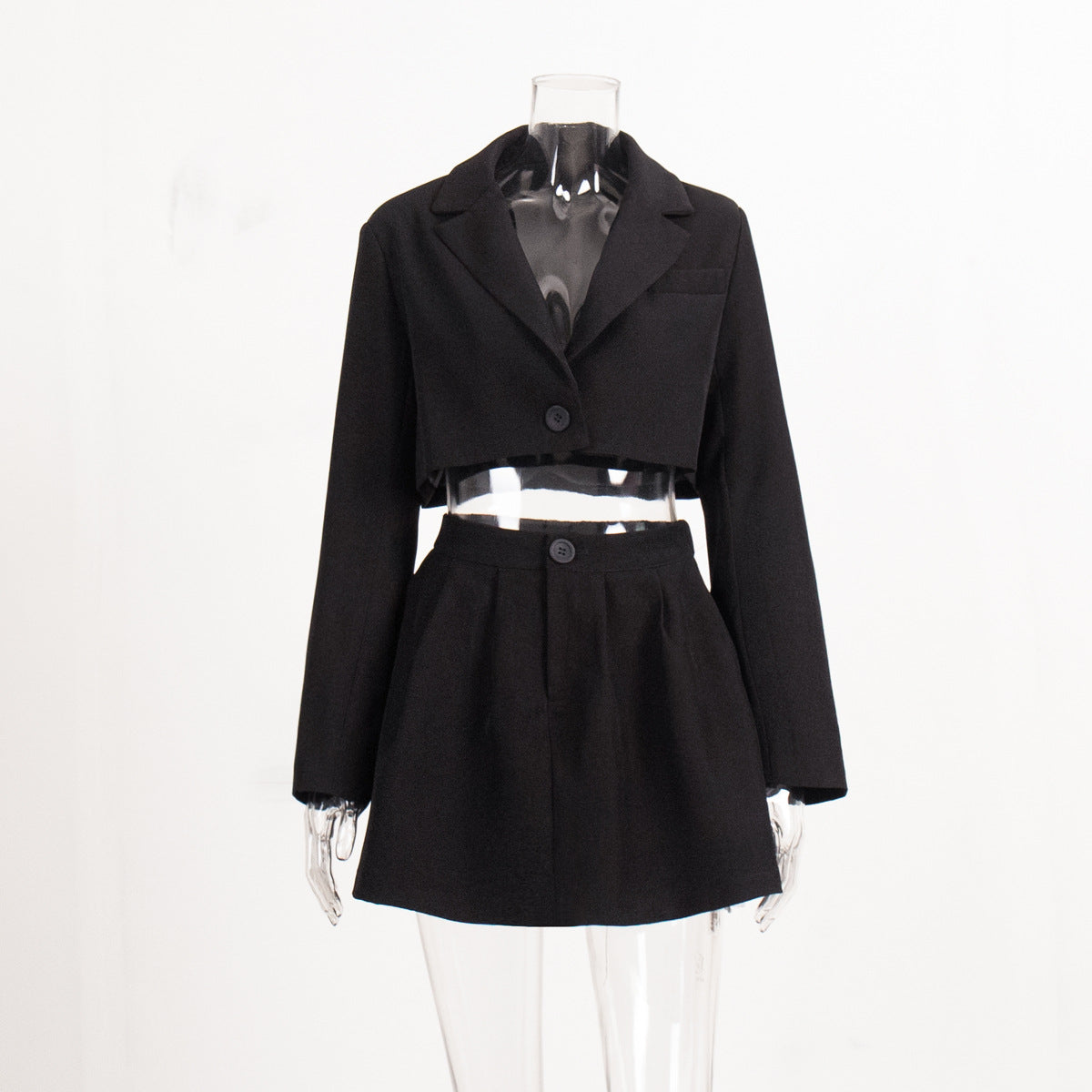 Cross-border suit skirt suit Europe and the United States 2025 spring summer Y2K shoulder lapel small suit + miniskirt suit suit