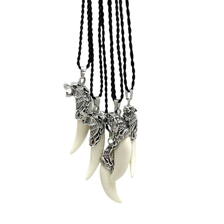 Inner Mongolia wolf tooth resin pendant men's necklace domineering hipster personality Inner Mongolia Tibetan mastiff tooth shape male and female pendants