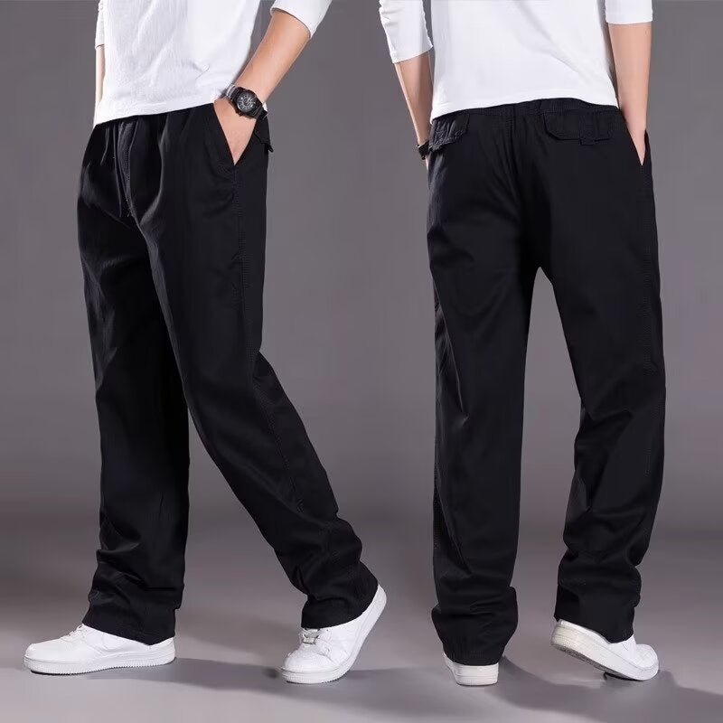 2025 New Men's Loose Plus Size Cotton Pants Oversized Cargo Straight Pants Outdoor Casual Pants Men