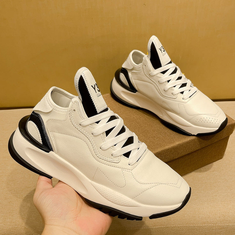 The new trendy brand Y3 Black Samurai Thick-soled Daddy Shoes Men's Tide Versatile Summer Breathable Leather Sneakers Men's Shoes