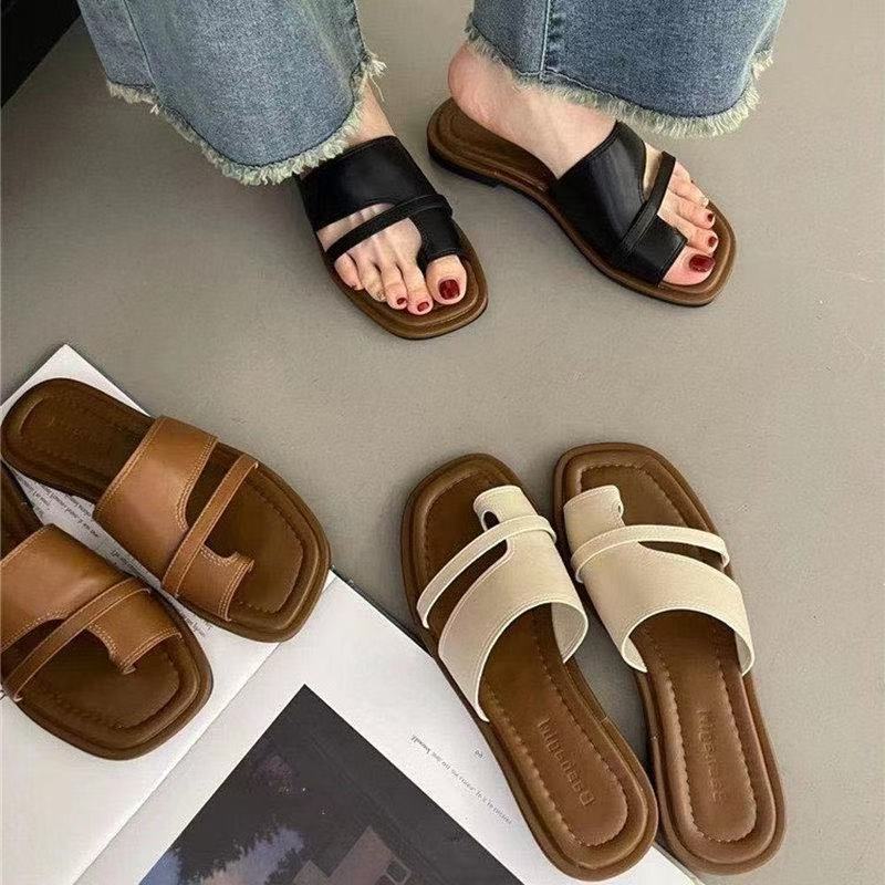2024 Summer New Slippers Women's Korean Version Retro Simple Slippers Slippers Roman Sandals