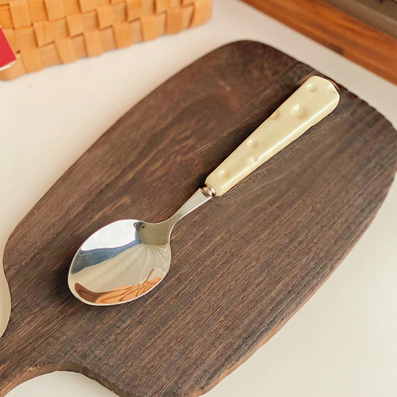 Knife and fork cutlery western food 304 stainless steel dessert spoon steak pasta fork ceramic coffee spoon custard ins set