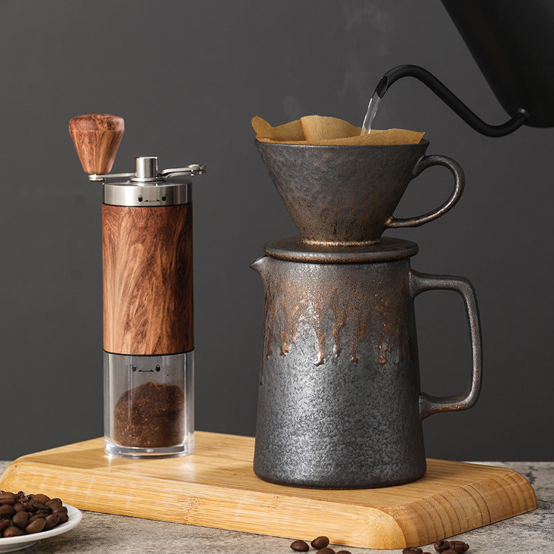 Gilt pour-over set, coffee gift box, coffee utensils, coffee pot, gift drip filter v60 household filter paper grinder