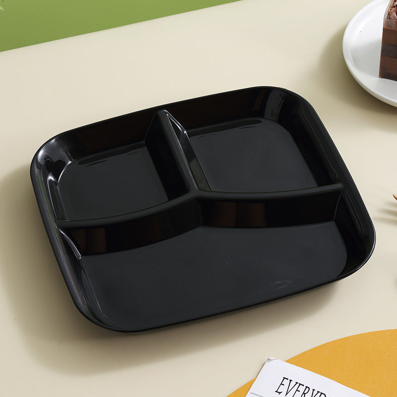 Three-compartment square dinner plate