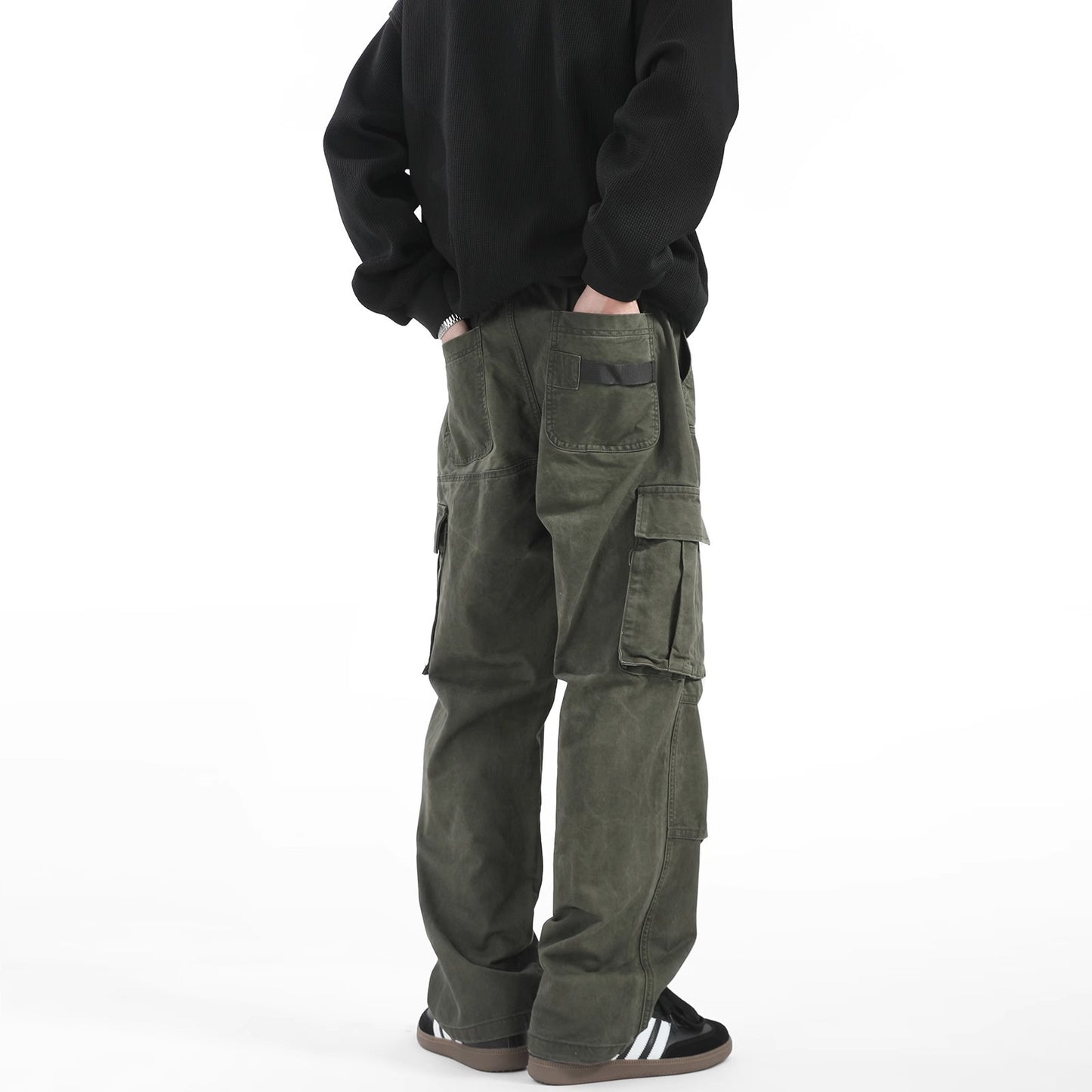 Cargo pants men's 2025 spring and autumn new American retro multi-pocket heavyweight handsome loose straight-leg casual long pants