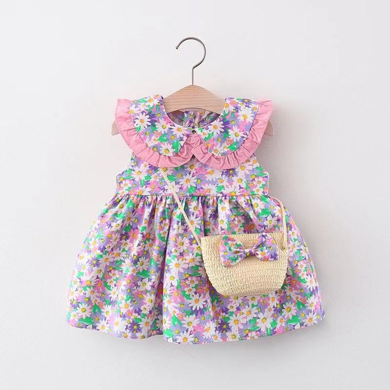 Children's 2022 foreign cute skirt girls' baby sleeveless printed dress summer girls' skirt drop shipping 1071