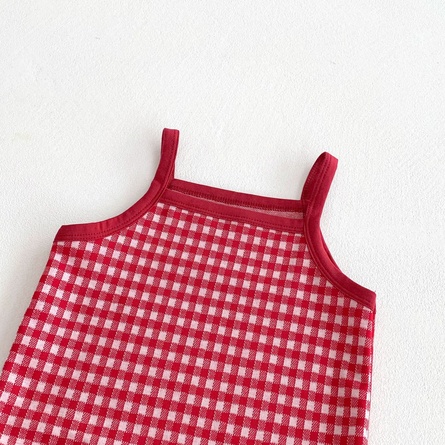 25 baby new girl cute summer super cute sleeveless suspender plaid flower fart skirt baby playful suit