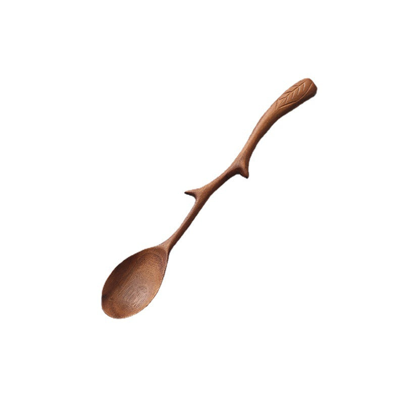 Japanese log spoon, handmade beech wooden spoon, special-shaped long-handled spoon, coffee mixing spoon, and spoon can be engraved with logo