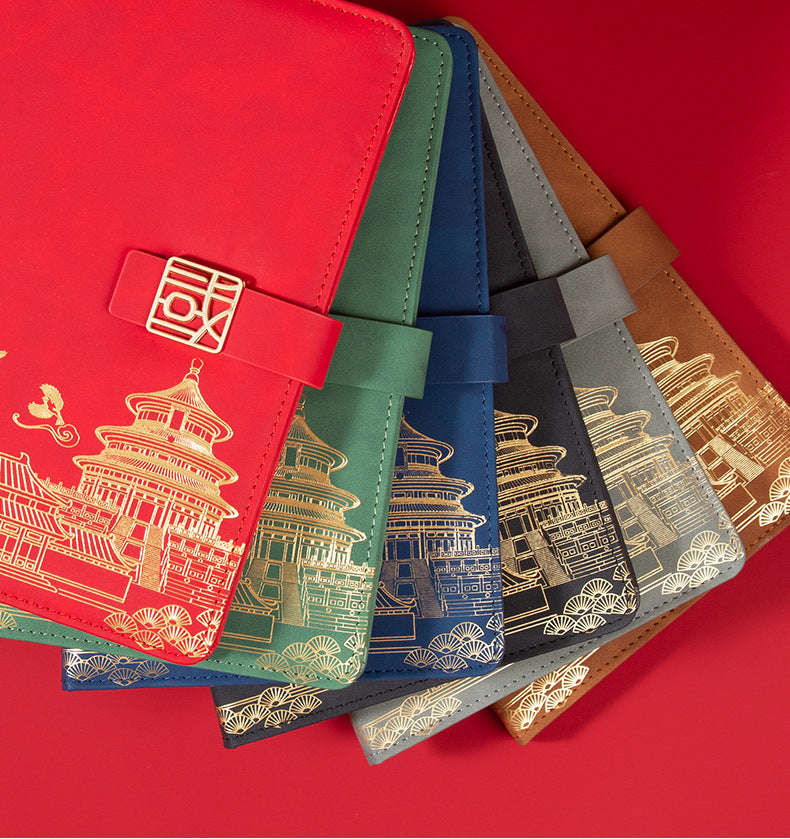 Guochao business notebook gift box set custom retro Chinese style A5 notebook meeting notebook can print logo