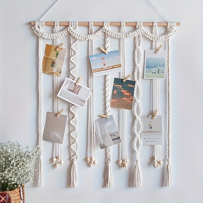 Nordic Home Decoration Wall Hanging Tapestry Tassel Photo Clip Hand Tapestry Woven Bohemian Photo Wall