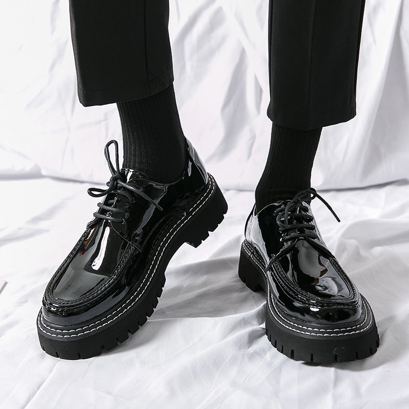 Foreign trade men's casual leather shoes men's round toe british shiny men's shoes business black overalls youth casual shoes wholesale