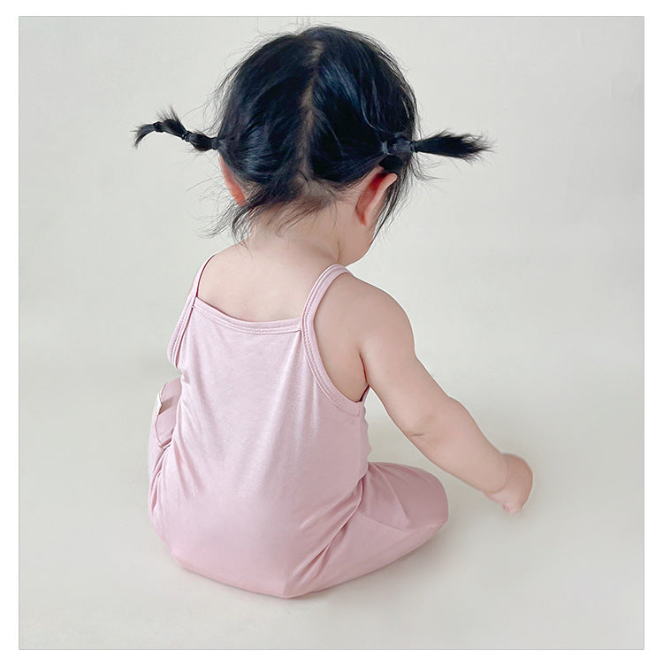 Baby suspender coveralls, sleeveless vests, bears, hayi, modal ice, silk, summer crawling clothes for boys and girls