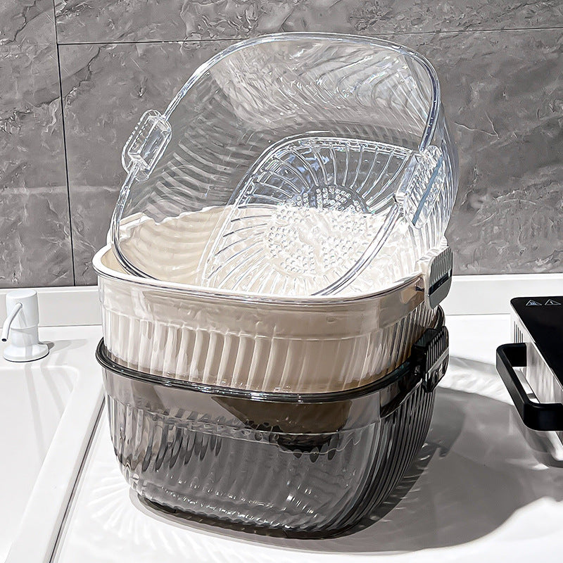 Double washbasin, drainage basket, kitchen supplies, household fruit bowl, living room, rice washing artifact, washing fruit and vegetable basket