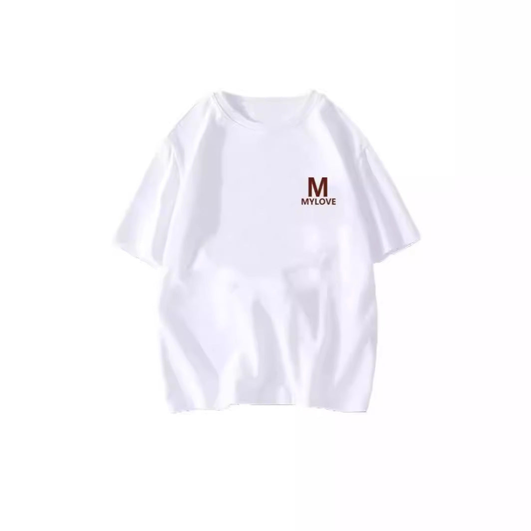 Hong Kong style summer cool ice silk round neck trend men's t-shirt tops versatile, casual simple tops, couple wear