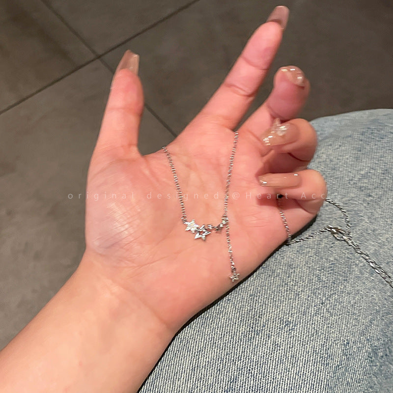Star zircon tassel necklace female summer light luxury niche all-match net celebrity accessories Korean gentle temperament collarbone chain