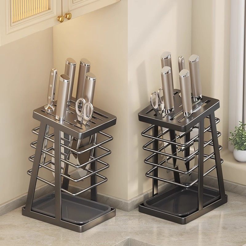 New kitchen knife holder kitchen knife scissors fruit knife storage rack household draining countertop knife holder integrated: