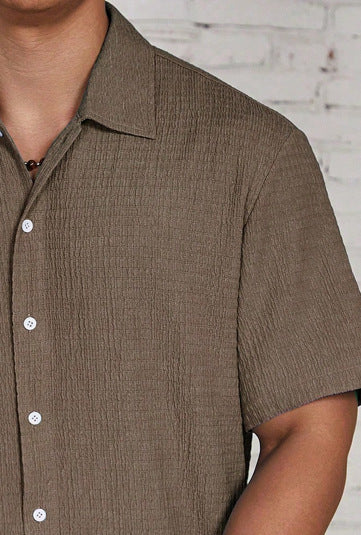 Exclusive for temu shein amazon cross-border foreign trade men's shirt 2024 summer new men's solid color short