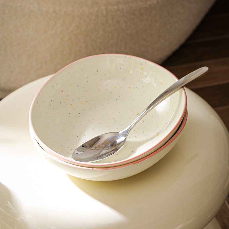 ins style simple creative ceramic dish plate color sesame glaze open soup plate home oval rice plate underglaze color