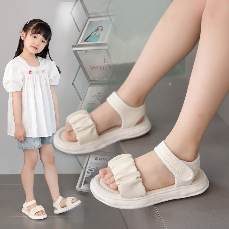 Girls' Sandals 2024 Summer New Children's Sports Soft Sole Large Children's Student Shoes Girls' Foreign Princess Shoes